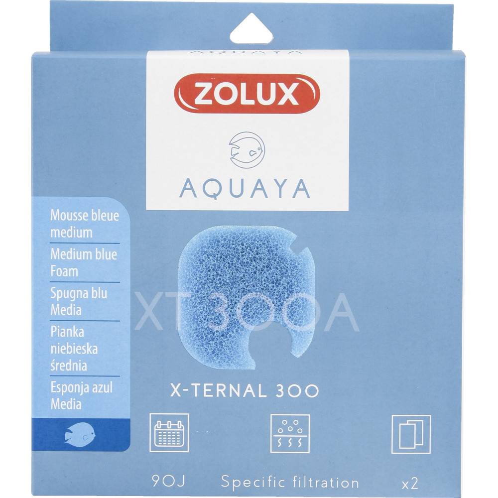 Zolux - Filtre pour pompe x-ternal 300, filtre XT 300 A mousse bleue medium x2. pour aquarium. - Image 1