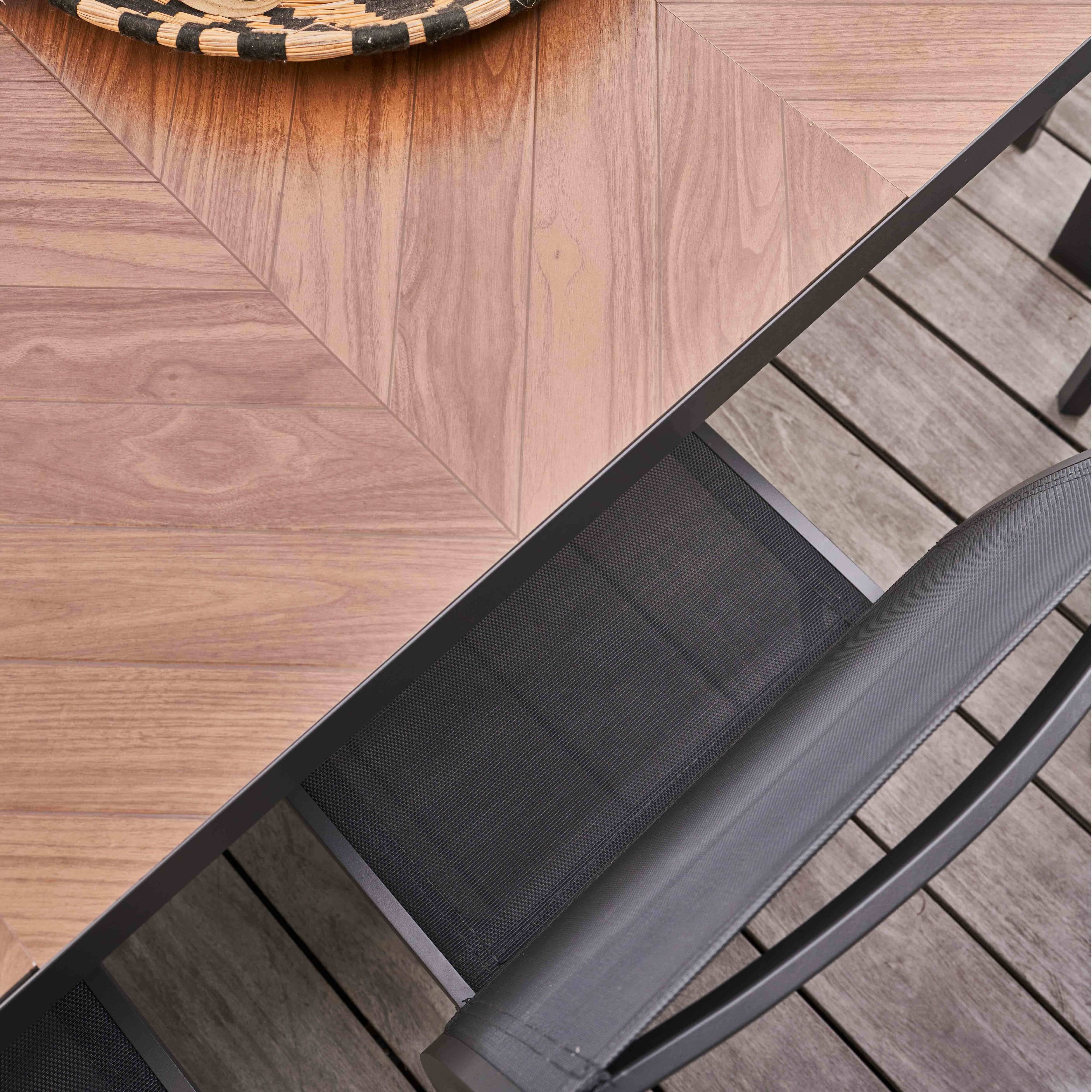 Oviala - Table de jardin aluminium et céramique effet bois 10 places 241 cm Tivoli - Oviala - Imagen 3