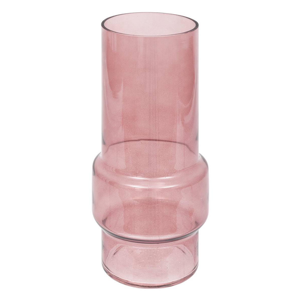 Vase en verre modelé Rose poudré H 25 cm - Imagen 1