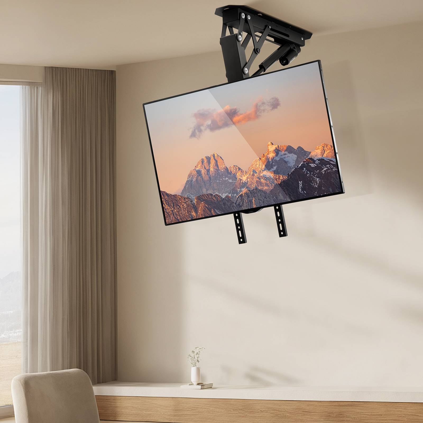 VEVOR Support TV plafond motorisé 32-65", réglable électriquement, charge 40kg, VESA 600x600mm. - Image 8
