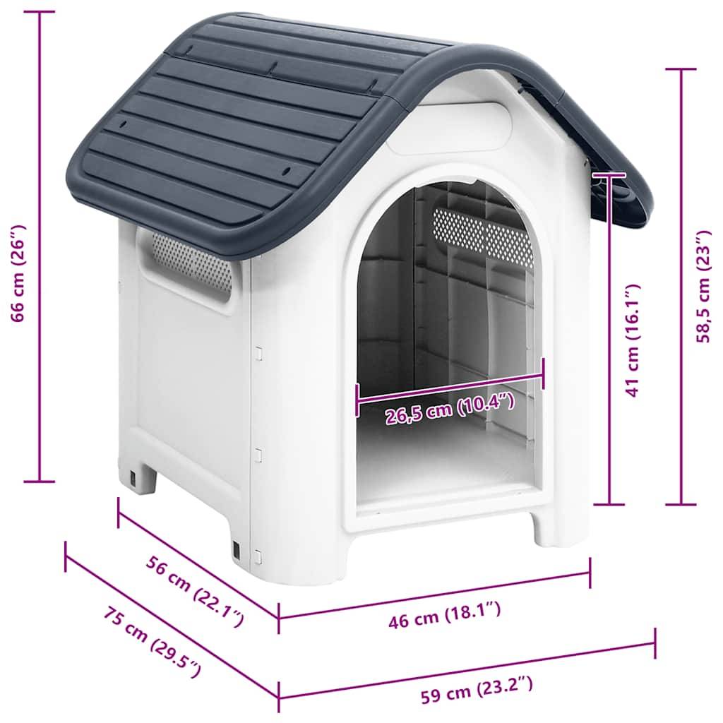 Vidaxl - Niche pour chien Gris 59x75x66 cm Polypropylène vidaXL 152226 - Imagen 3