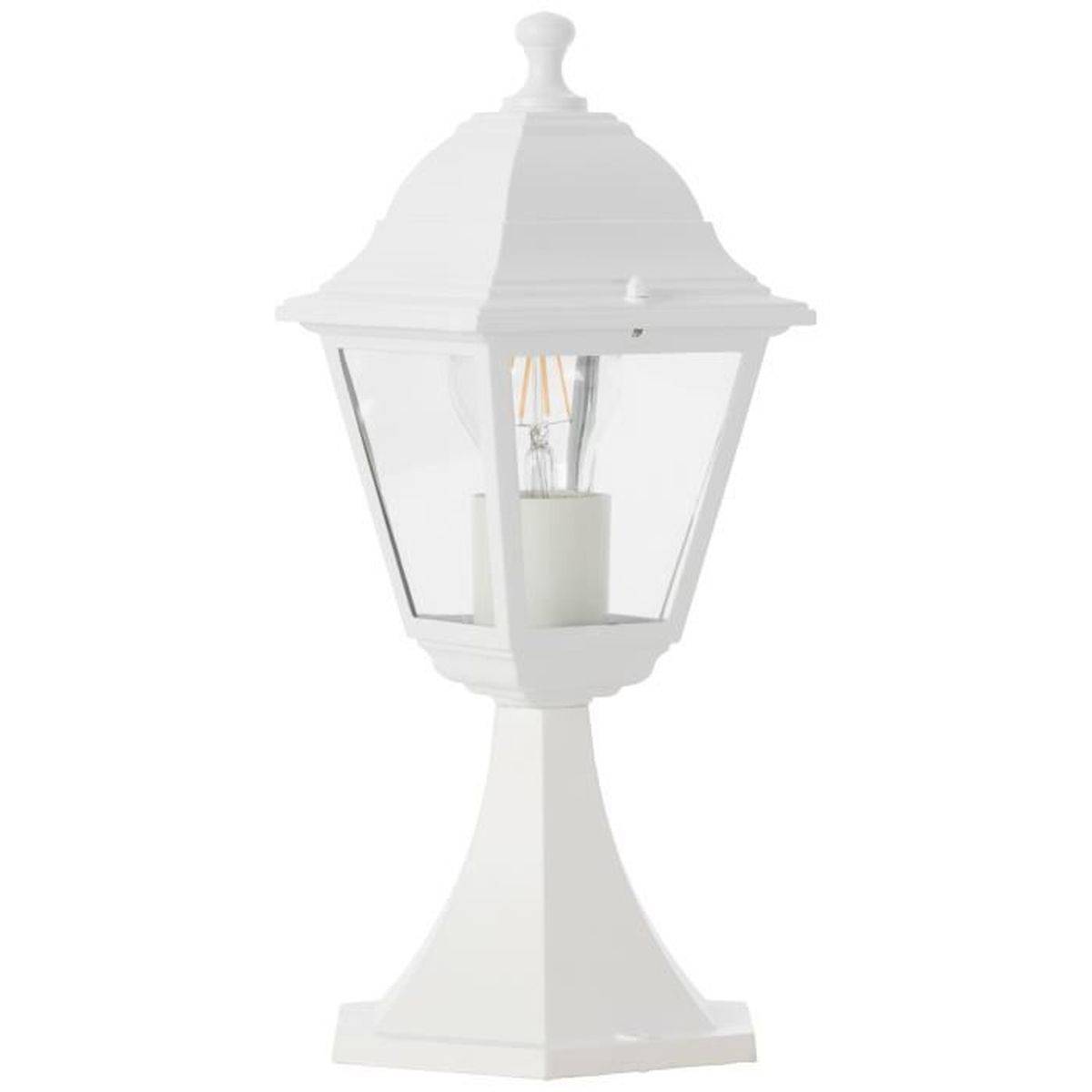 Brilliant - Borne lumineuse d’extérieur Nissie, métal blanc et verre transparent, IP44, 1 ampoule E27 60 W - BRILLIANT - Image 5