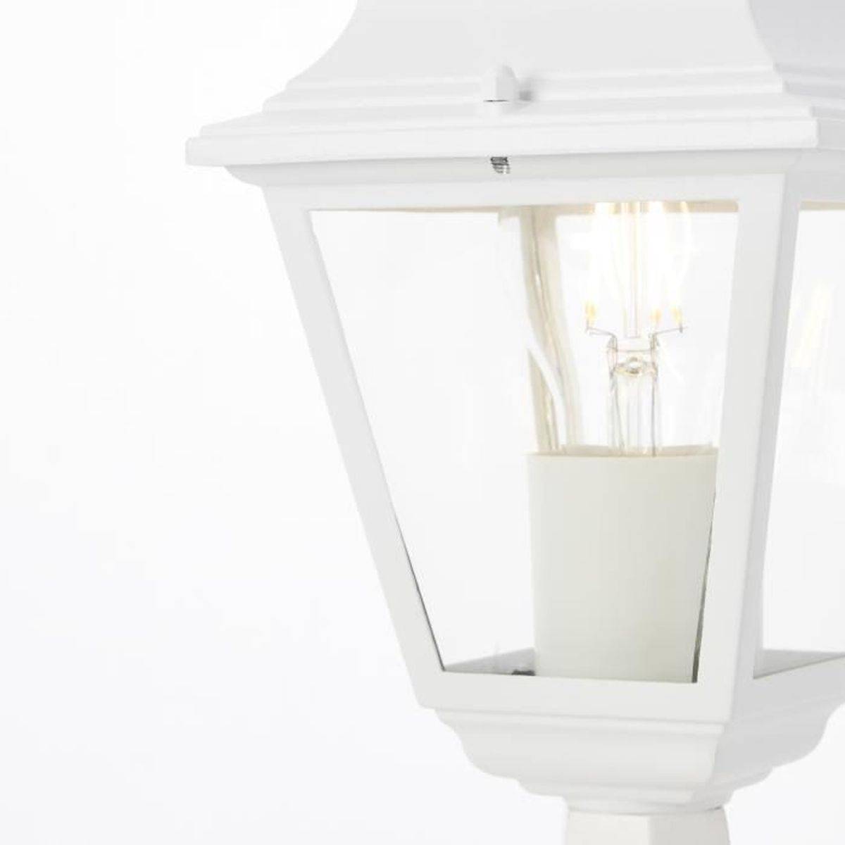 Brilliant - Borne lumineuse d’extérieur Nissie, métal blanc et verre transparent, IP44, 1 ampoule E27 60 W - BRILLIANT - Image 2
