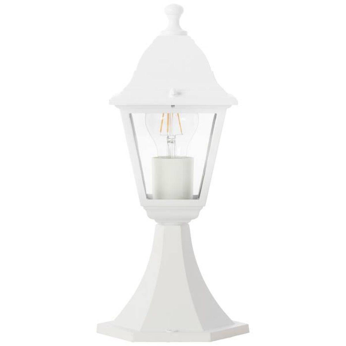 Brilliant - Borne lumineuse d’extérieur Nissie, métal blanc et verre transparent, IP44, 1 ampoule E27 60 W - BRILLIANT - Image 4