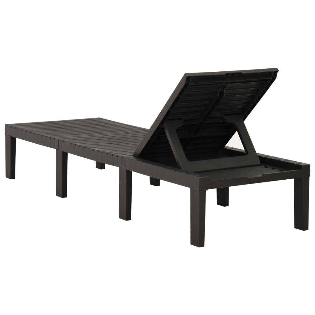 Bain de soleil - Transat - Chaise longue plastique anthracite - MEUBLE PRO - Image 5