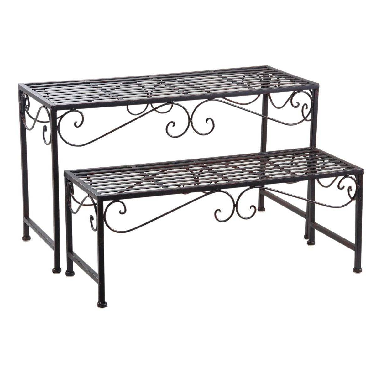 Aubry Gaspard - Sellettes porte-plantes en métal vieilli (Lot de 2) - Image 1
