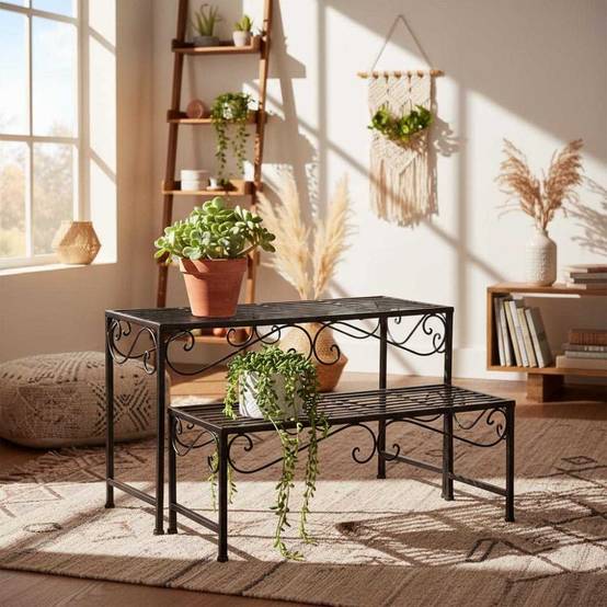 Aubry Gaspard - Sellettes porte-plantes en métal vieilli (Lot de 2) - Image 2