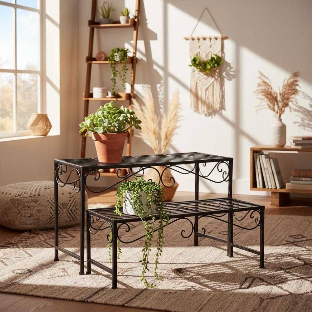 Aubry Gaspard - Sellettes porte-plantes en métal vieilli (Lot de 2) - Image 2