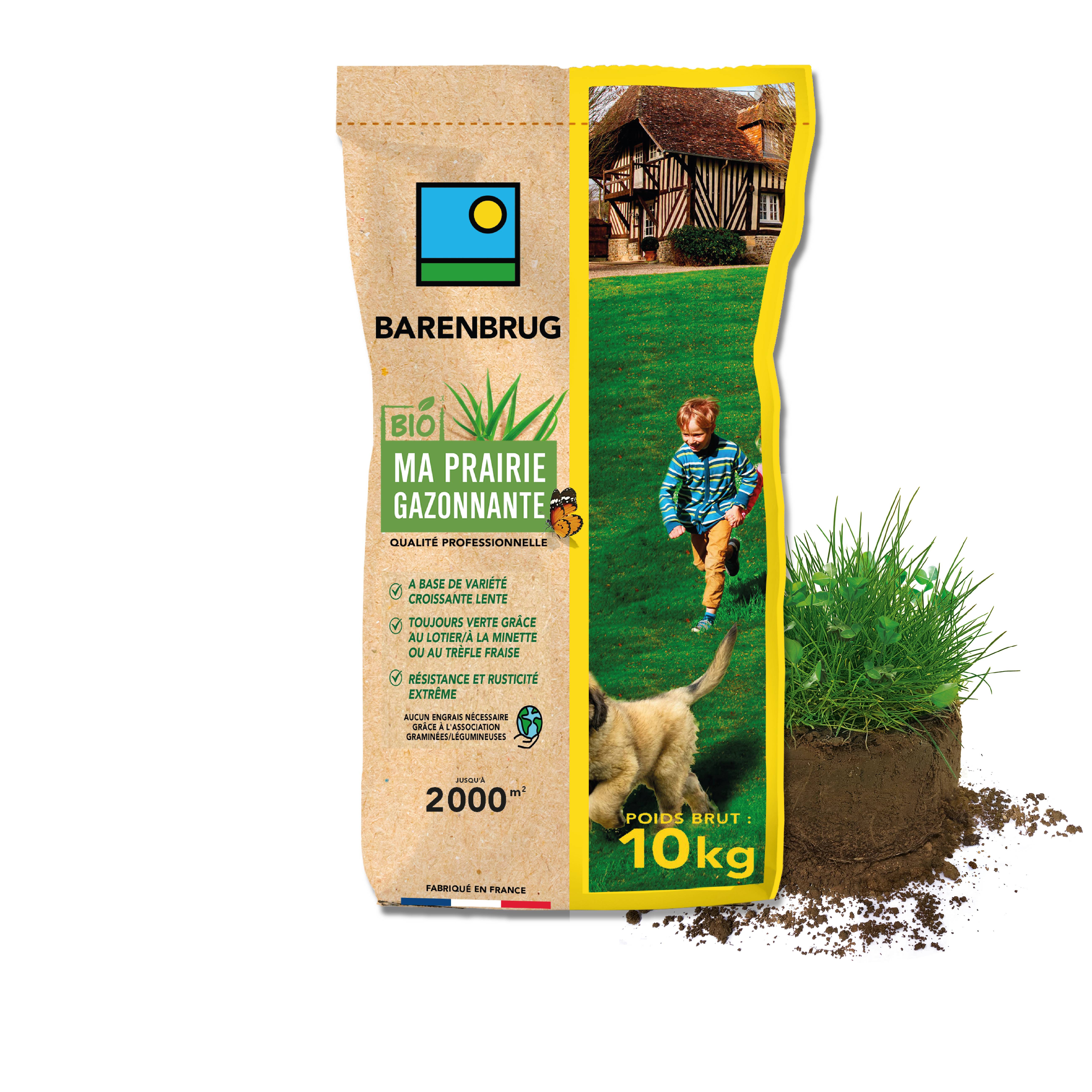 Barenbrug - Prairie Gazonnante - Variétés à Croissance Lente - Toujours Verte grâce aux Légumineuses - Résistance et Rusticité Extrêmes - 10KG - BARENBRUG - Image 1