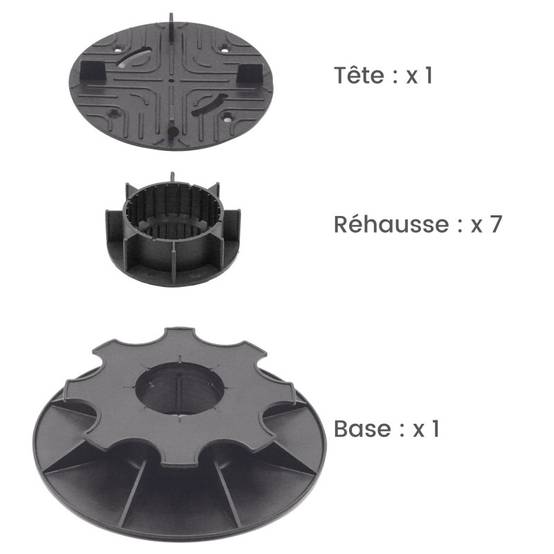 Jardinex - Plot terrasse dalle réglable 26 - 29 cm - Noir - Jardinex - Imagen 2