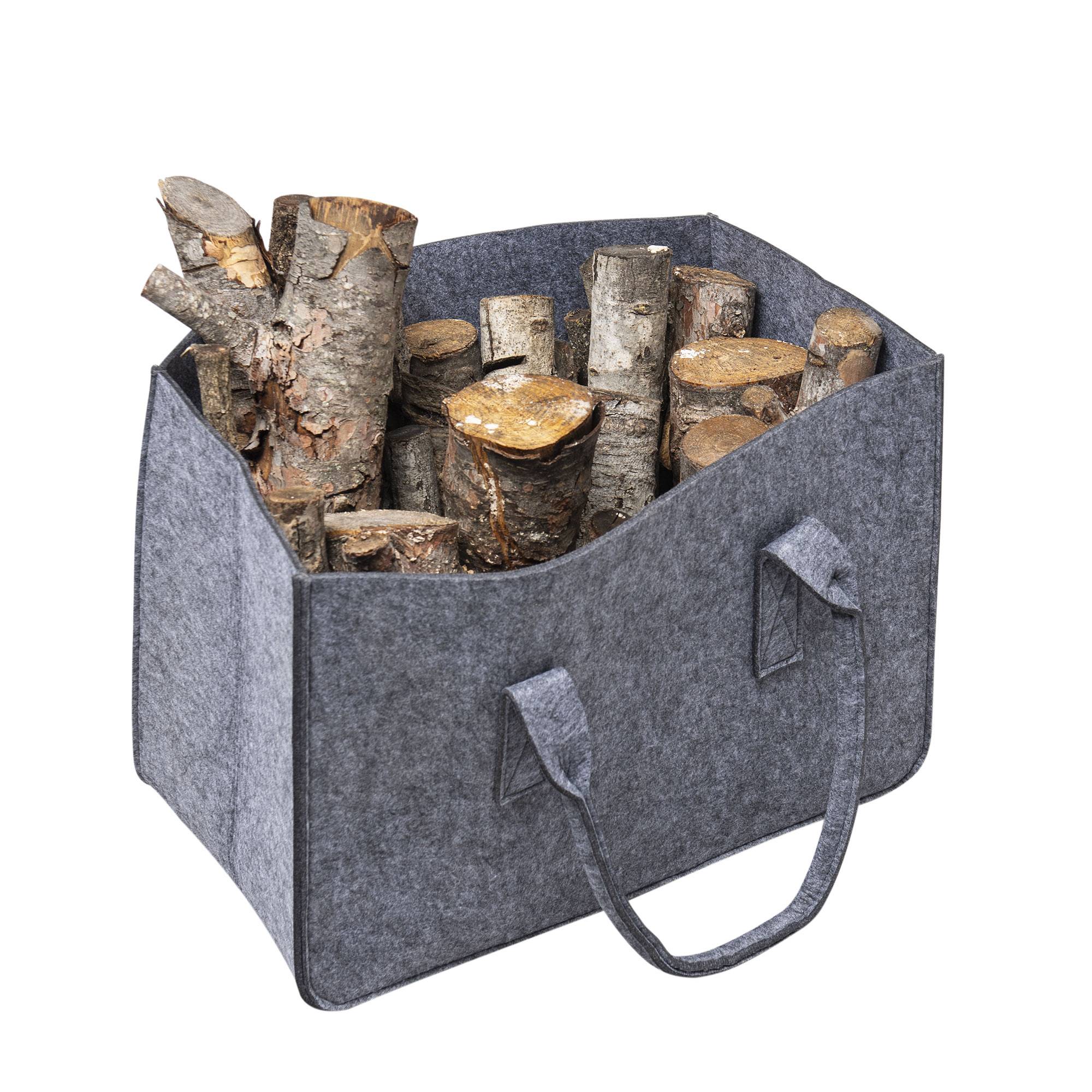 Sac à bûches en feutre gris WERKA PRO  50x27x34cm - Image 4