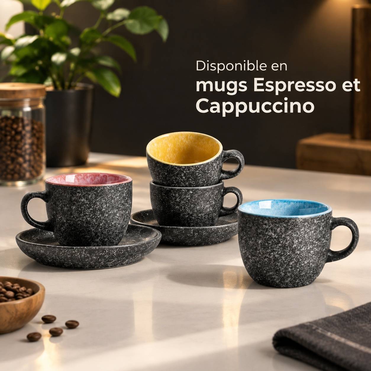 Set de 6 Tasses Espresso en Céramique avec Sous-tasses - Image 4