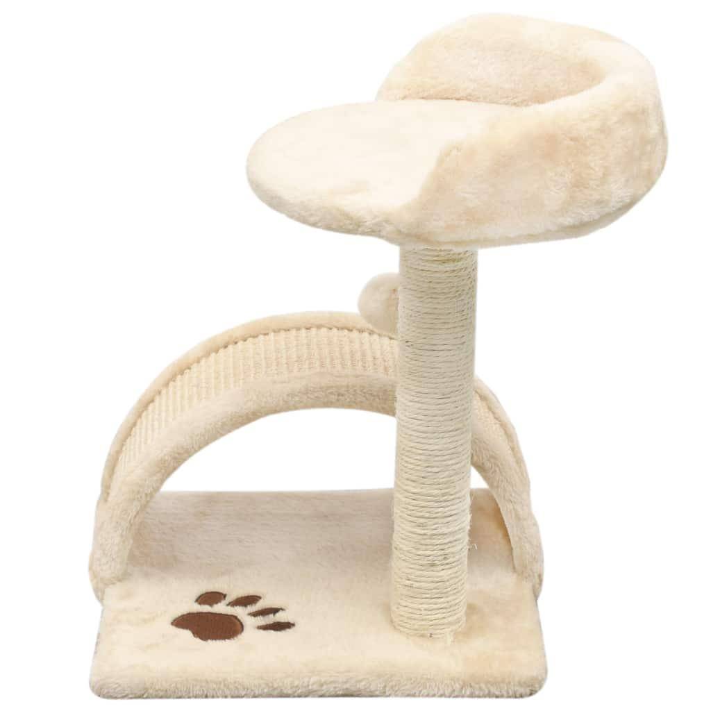 Helloshop26 - Arbre à chat griffoir grattoir niche jouet animaux peluché en sisal 40 cm beige et marron - Imagen 3