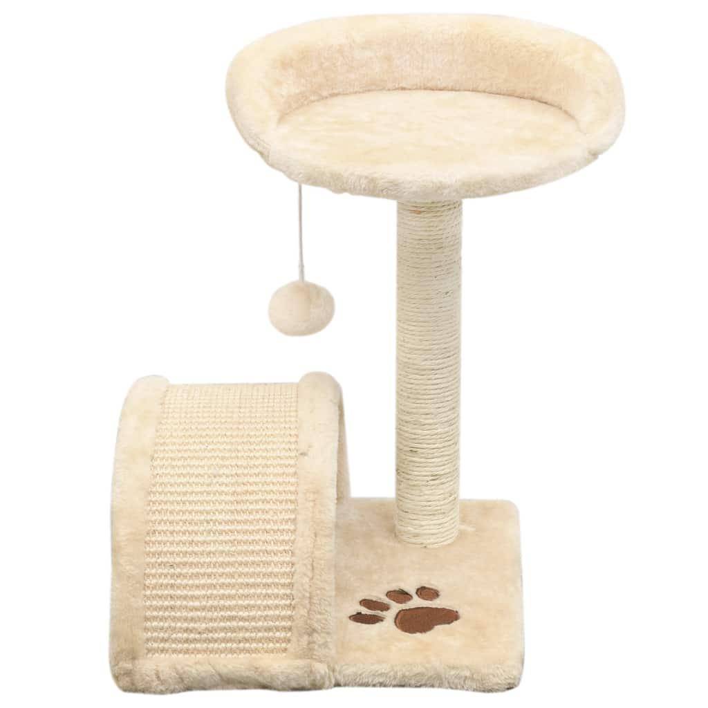 Helloshop26 - Arbre à chat griffoir grattoir niche jouet animaux peluché en sisal 40 cm beige et marron - Imagen 2