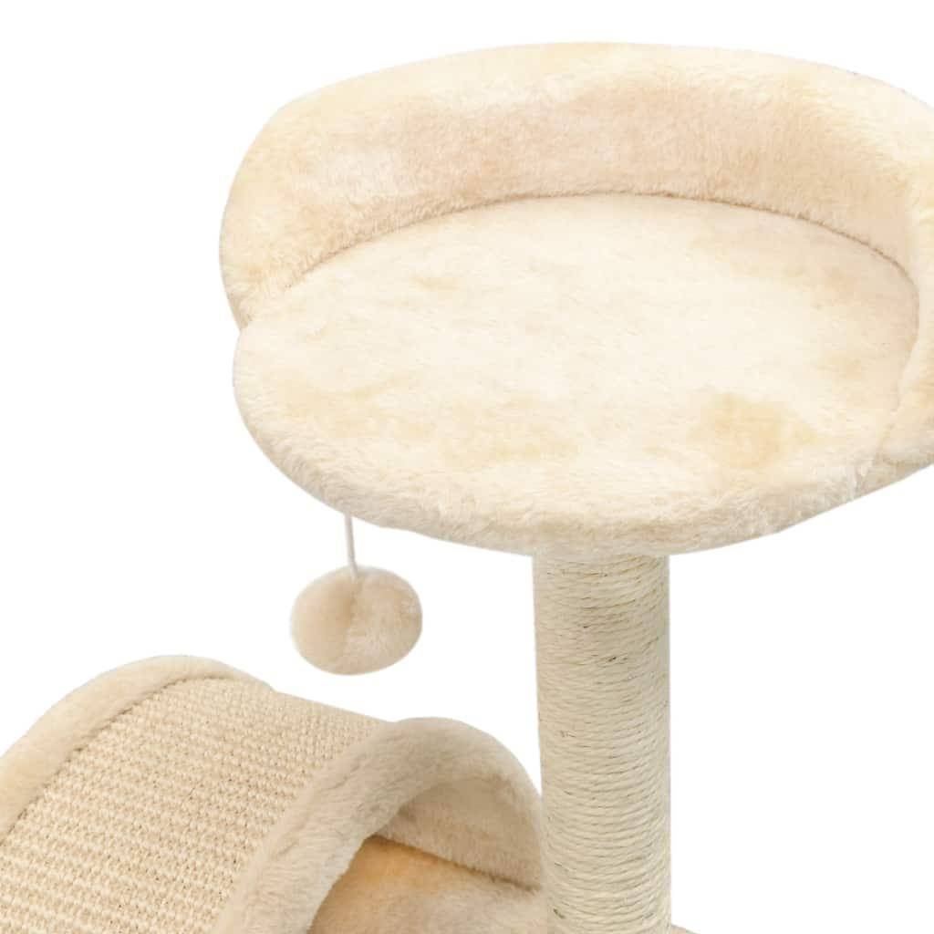 Helloshop26 - Arbre à chat griffoir grattoir niche jouet animaux peluché en sisal 40 cm beige et marron - Imagen 4