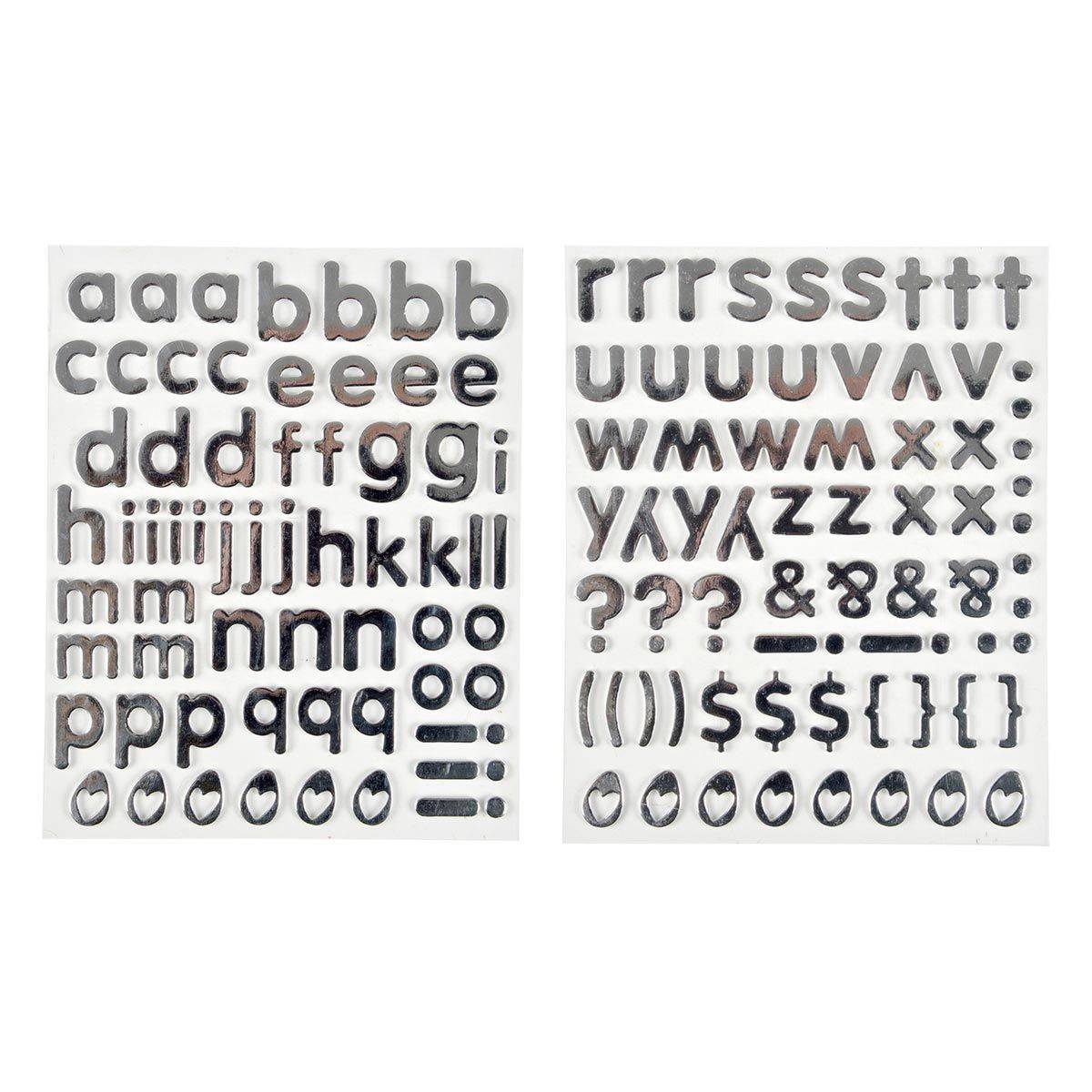 Lot de 2 Planches de Stickers "Alphabet" 2cm Argent