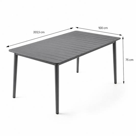 Ensemble table de jardin 200 cm et 8 fauteuils gris foncé effet rotin CANBERRA - Image 3