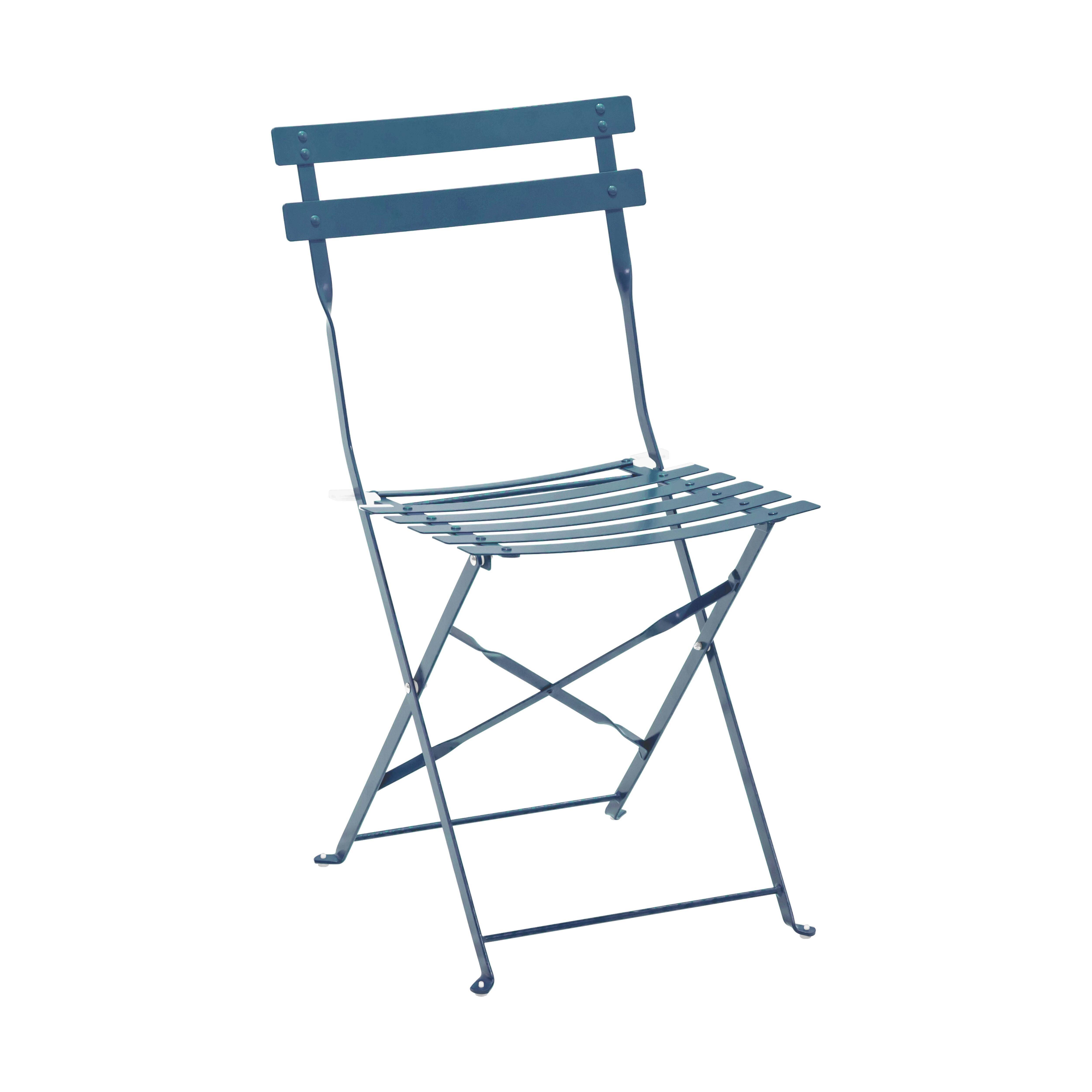 Oviala - Lot de 2 chaises pliantes en acier bleu pacific Rome - Oviala - Imagen 2