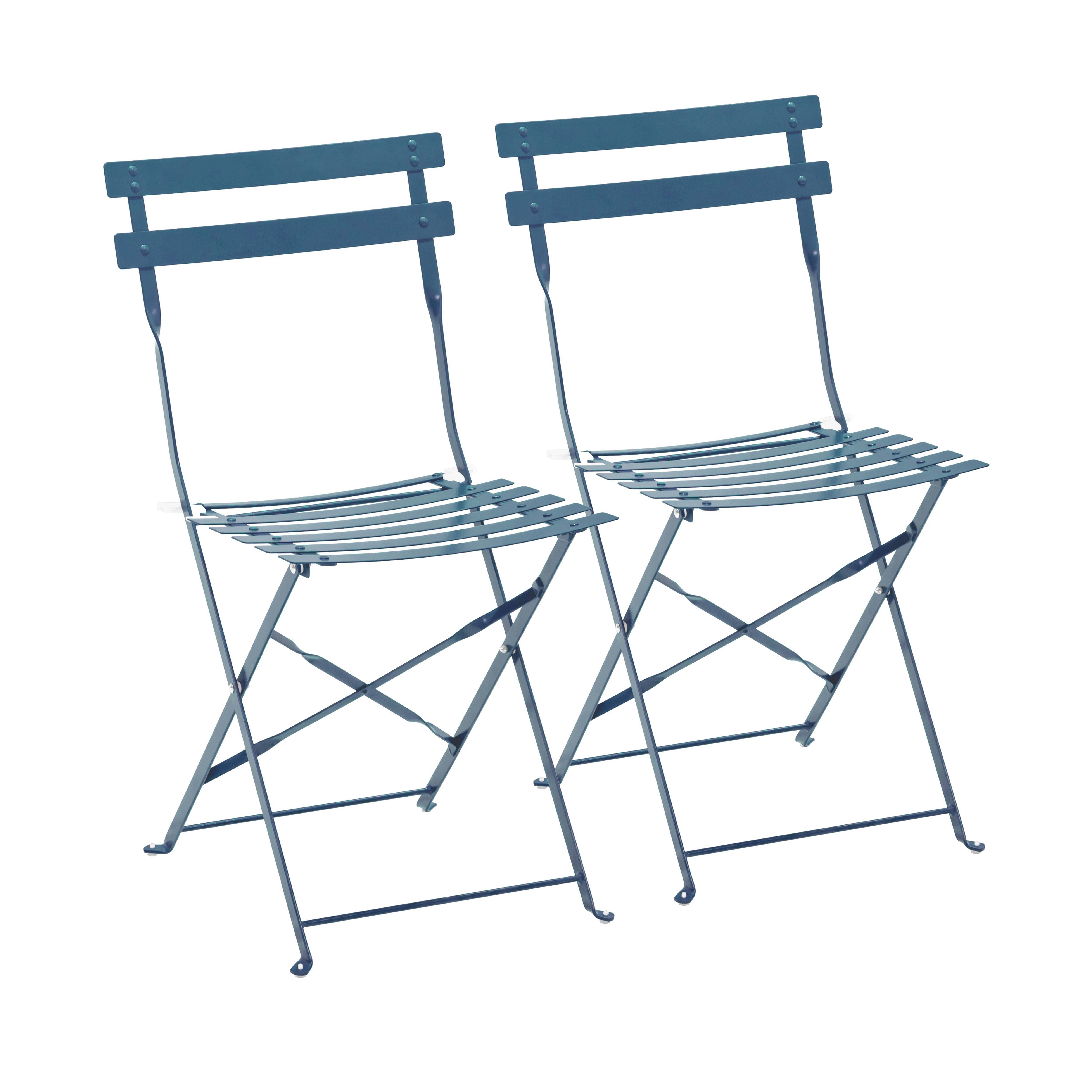 Oviala - Lot de 2 chaises pliantes en acier bleu pacific Rome - Oviala - Imagen 1