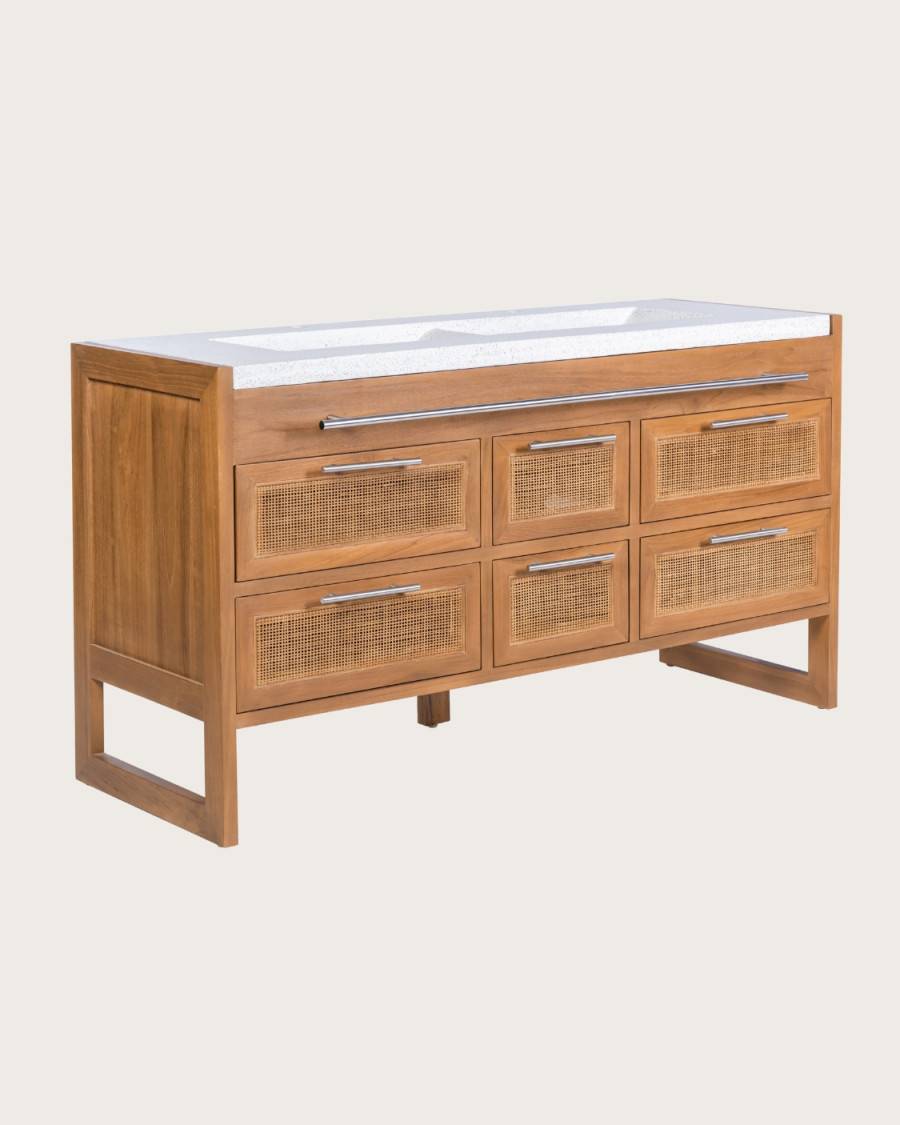 Sahara - Meuble en teck et terazzo beige 145 cm - UNIQKA - Imagen 3