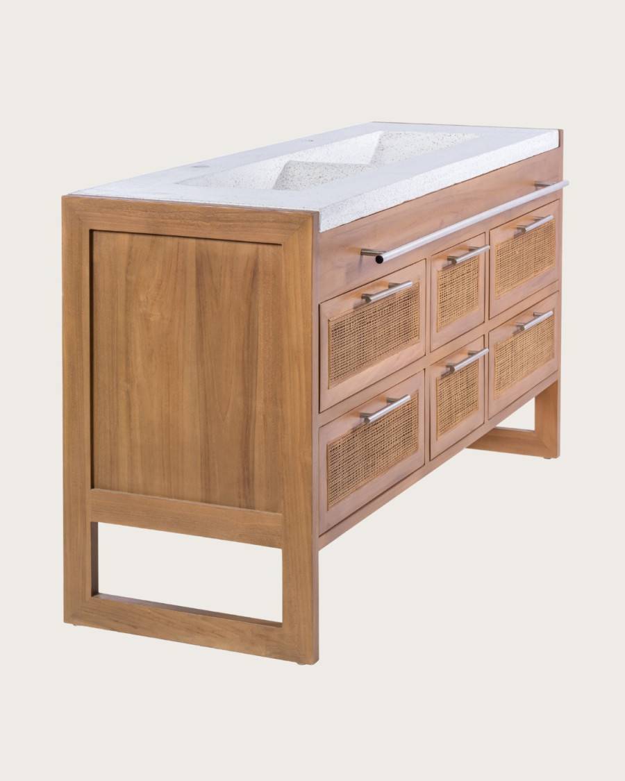 Sahara - Meuble en teck et terazzo beige 145 cm - UNIQKA - Imagen 5