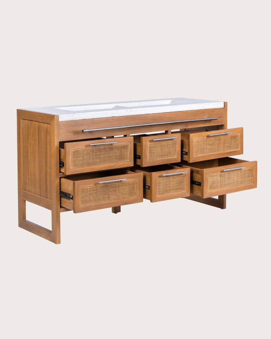 Sahara - Meuble en teck et terazzo beige 145 cm - UNIQKA - Imagen 4