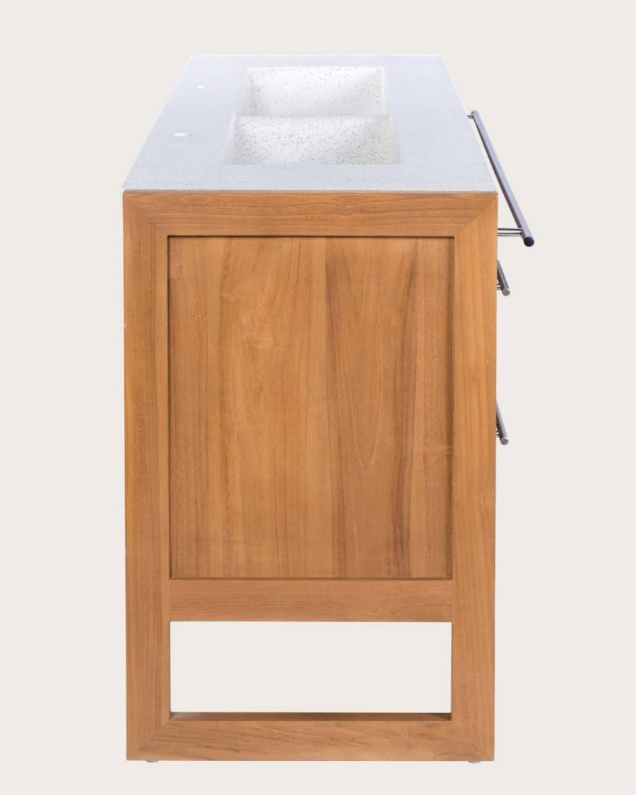 Sahara - Meuble en teck et terazzo beige 145 cm - UNIQKA - Imagen 7