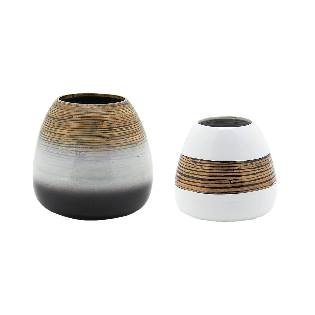 Aubry Gaspard - Vases en bambou naturel et blanc - Imagen 1