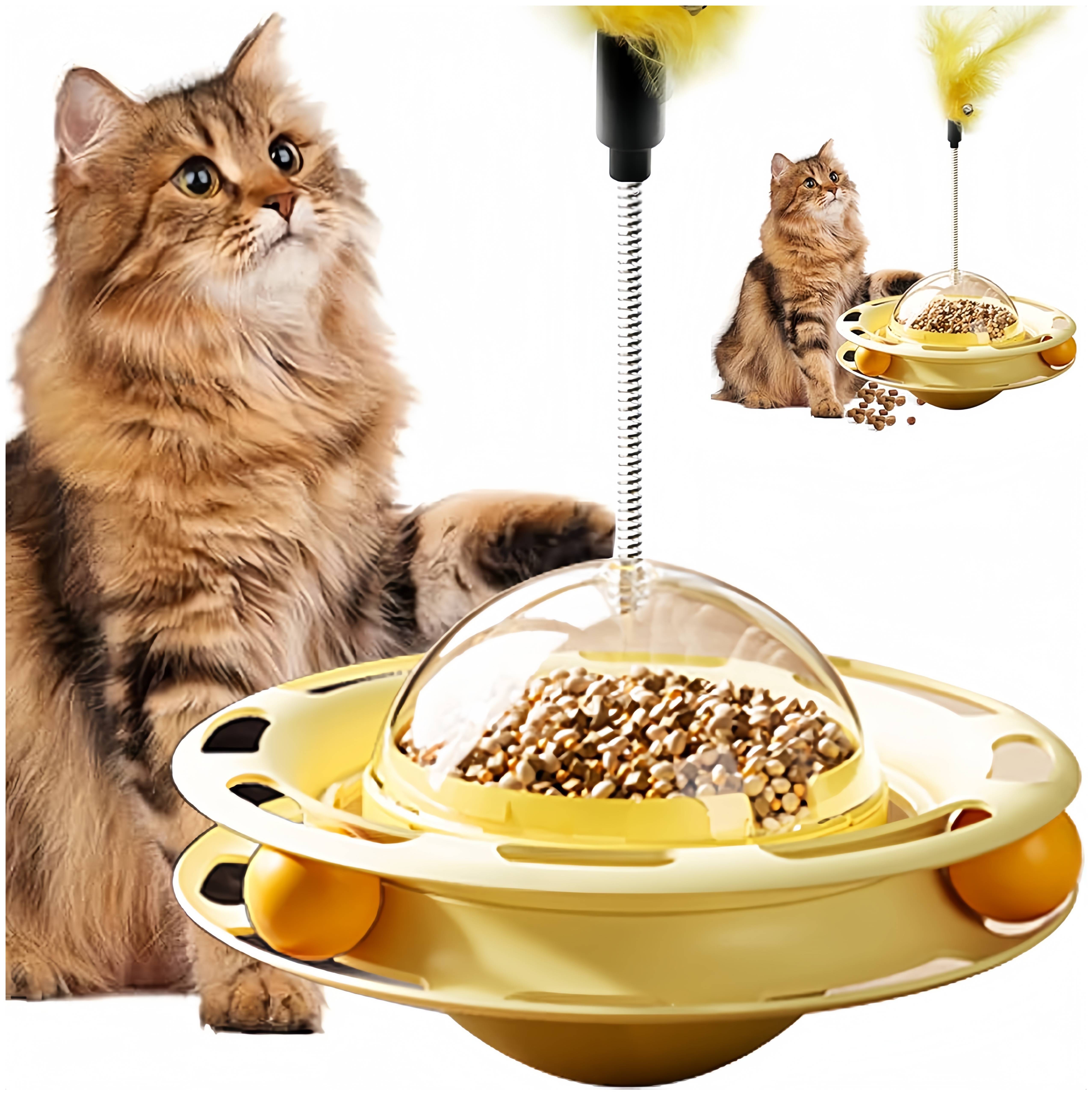 Jouet puzzle intelligent pour chat gobelet jaune stimulant - Lytech - Image 1