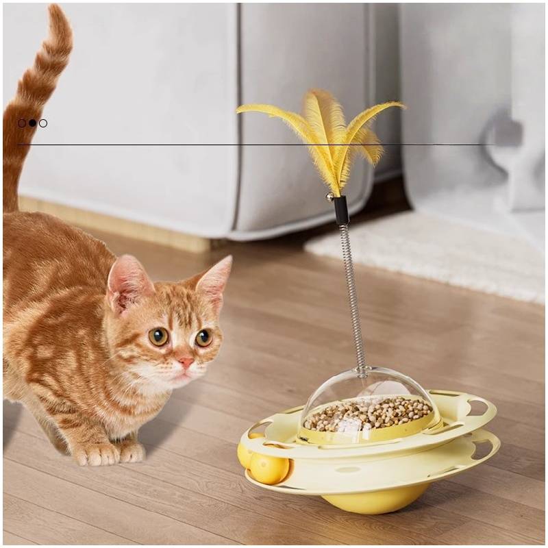 Jouet puzzle intelligent pour chat gobelet jaune stimulant - Lytech - Image 2
