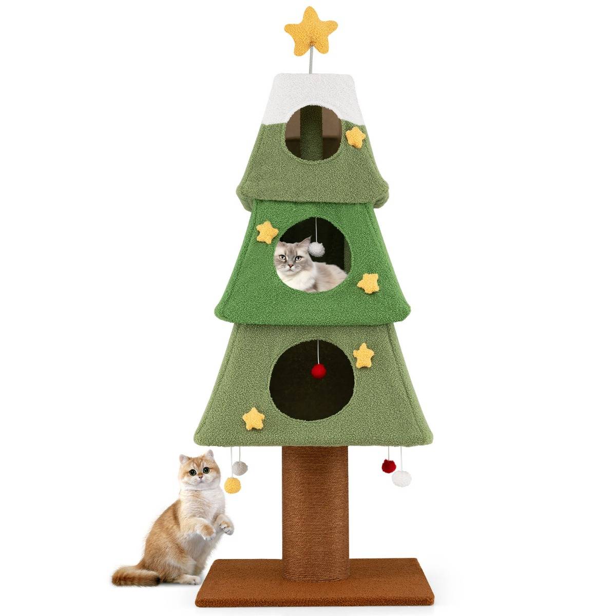 Maison Chic - Grand Arbre à Chat de Noël pour Chats Tour pour Chats de 162cm avec 3 Condos Griffoir Vert - Image 1