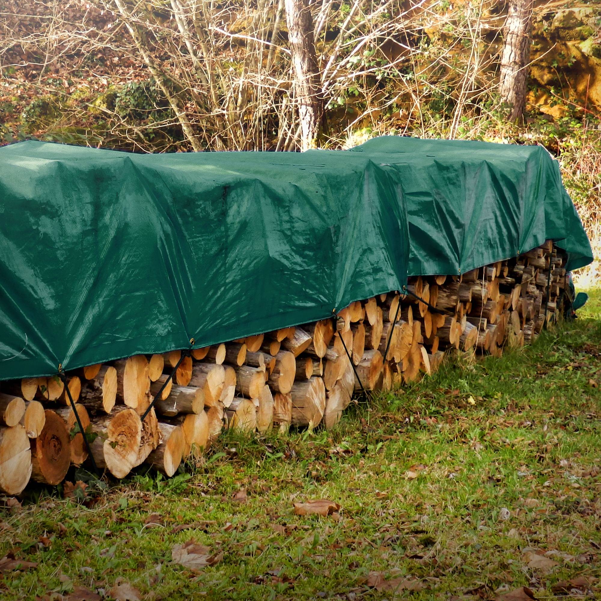 Ecd-Germany - Bâche de Protection Premium avec Œillets + 10 Crochets, 4x7m 28m², 650g/m², Vert, Tissu PVC, Indéchirable, Imperméable - Imagen 9