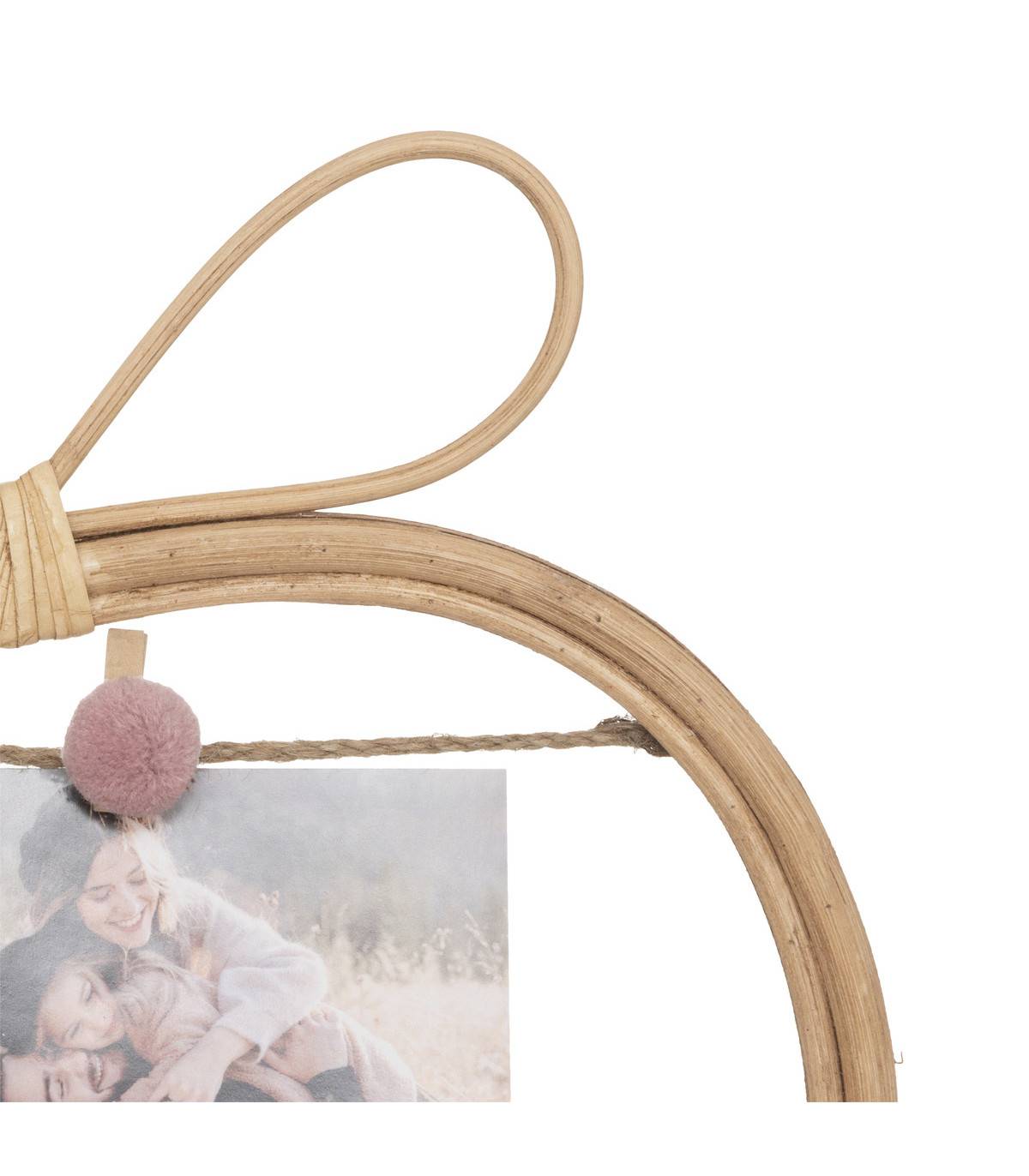Atmosphera - Porte-photos enfant en Rotin avec clips Bambou & Pompons 35 x 30 cm - Imagen 2