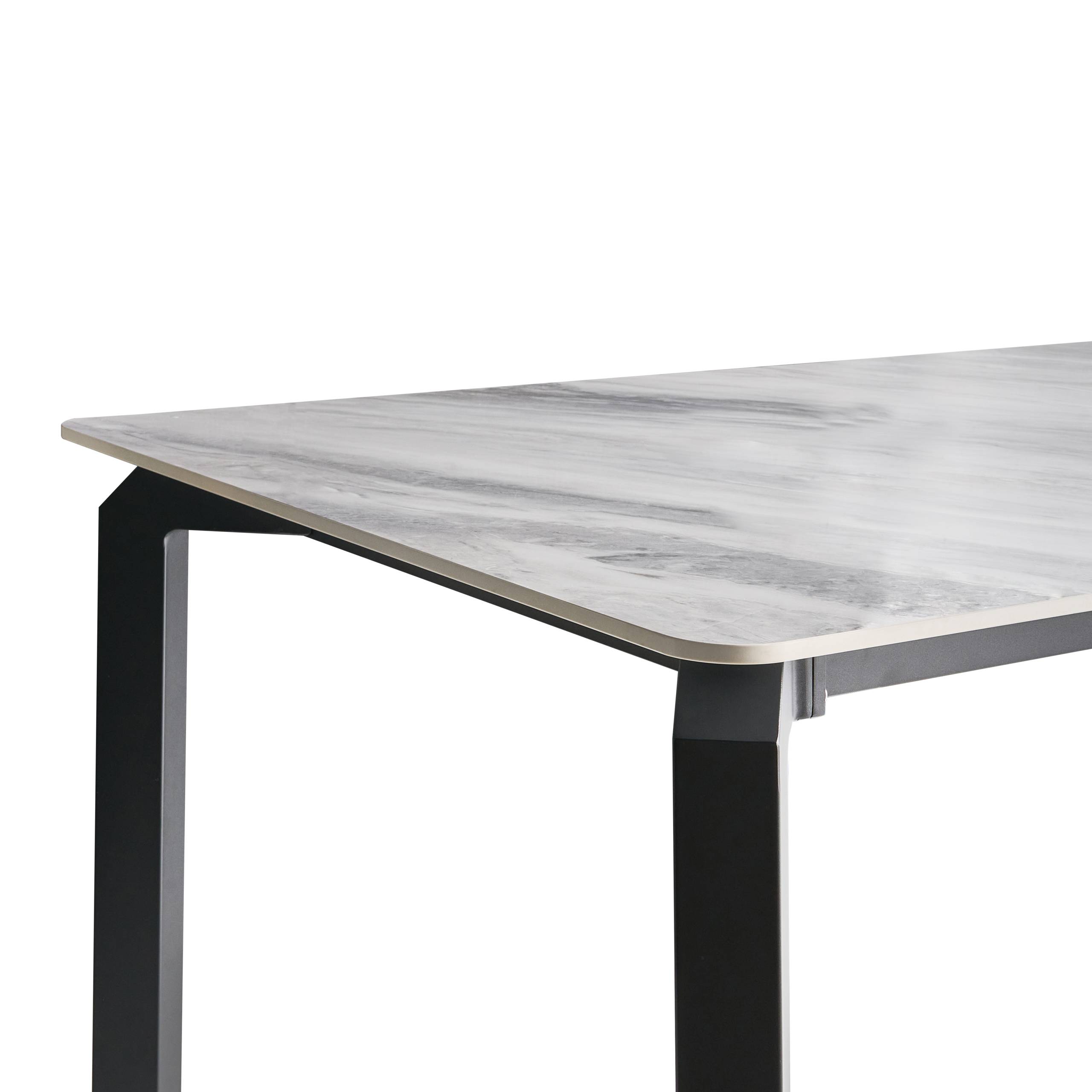 Beliani - Table de repas, 8 Personnes Pierre frittée Marbre gris FELETTO - 90x180x76- Beliani - Image 5