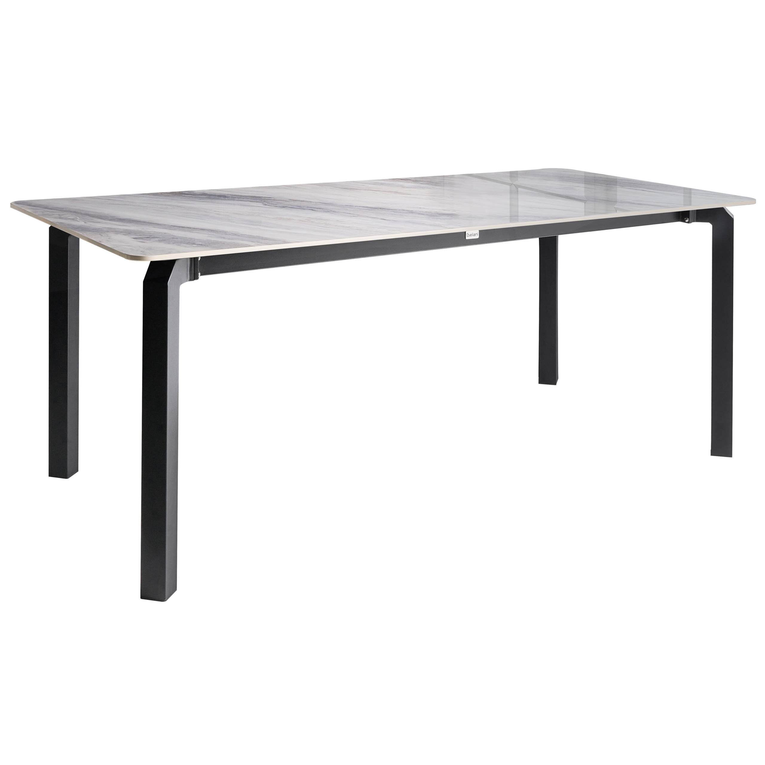 Beliani - Table de repas, 8 Personnes Pierre frittée Marbre gris FELETTO - 90x180x76- Beliani - Image 2