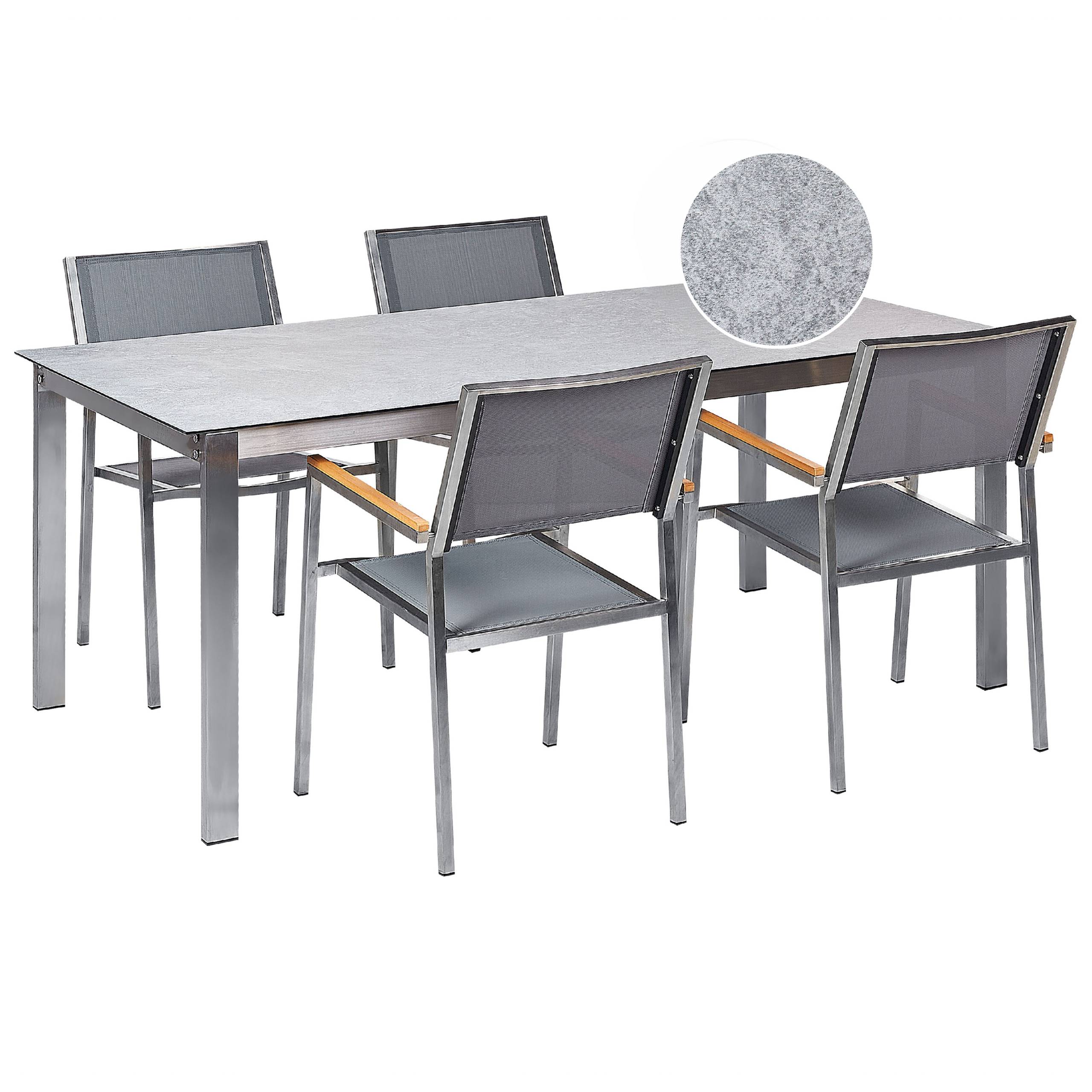 Beliani - Set de salle à manger, 4 Personnes Verre de sécurité Gris COSOLETO/GROSSETO - Beliani - Imagen 2