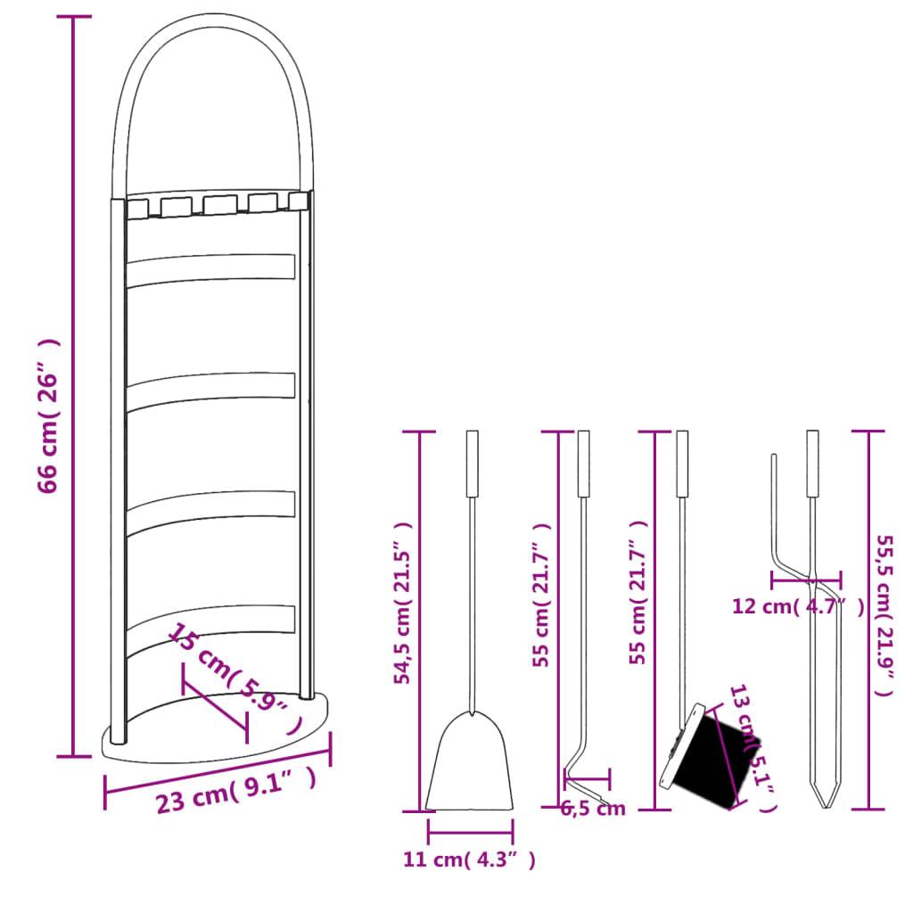 Set Serviteur de Cheminée Acier 5 Pièces pour Foyer Entretien du Feu 66 cm Noir - ComfortXL Outdoor Living - Image 10
