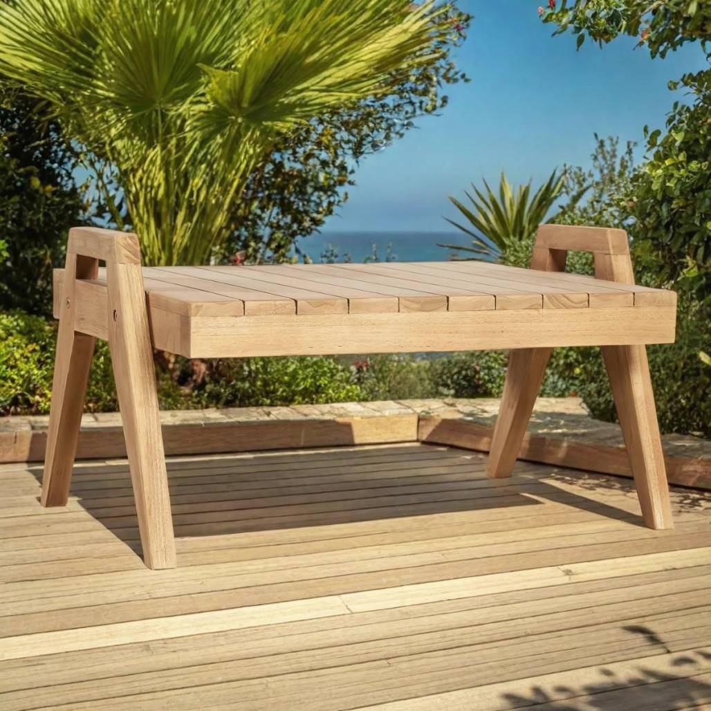 Table basse de jardin en teck massif Axel - Image 2
