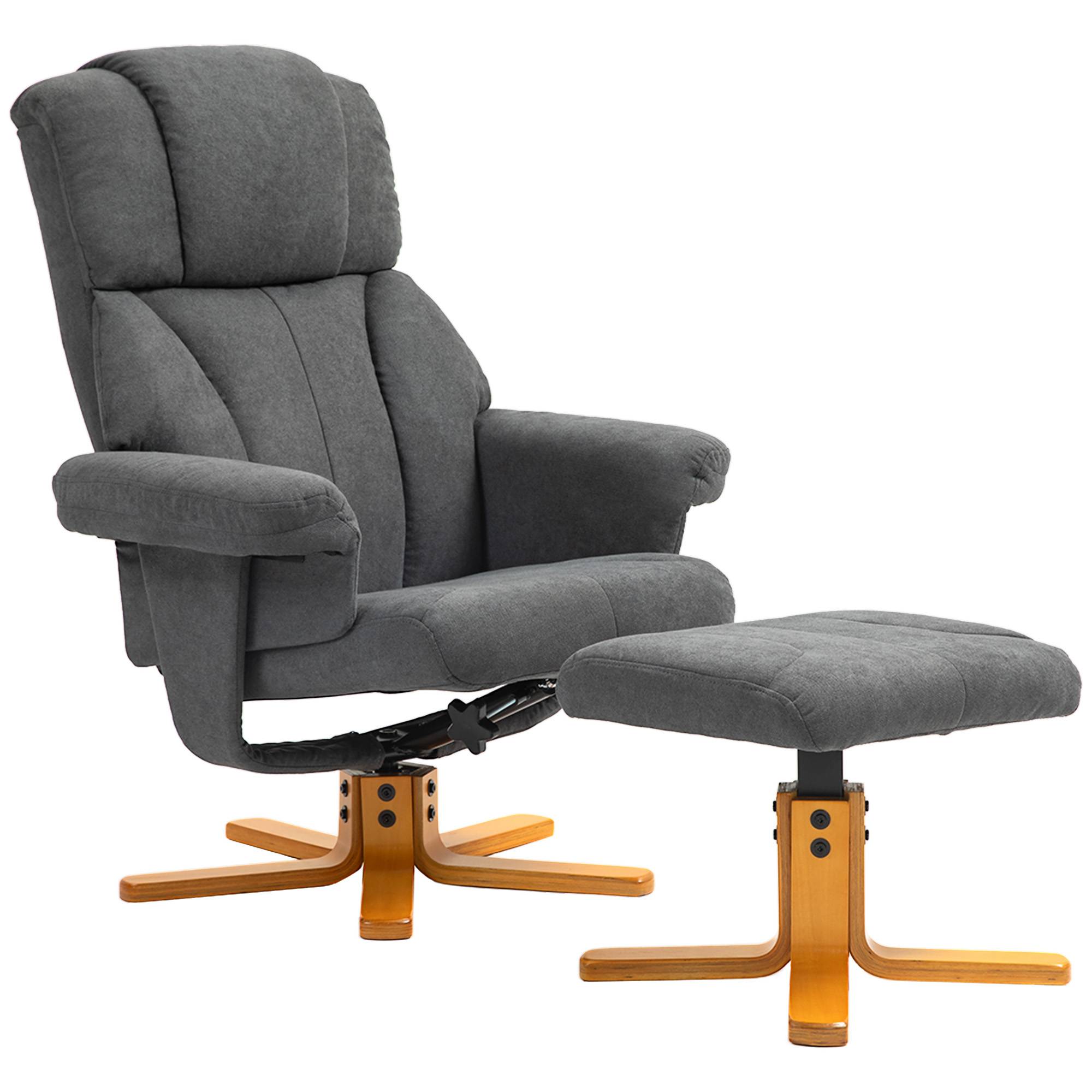 Fauteuil relax avec repose-pied, fauteuil de relaxation, dossier inclinable, assise rembourrée, 79x80x104cm, gris foncé - Image 2