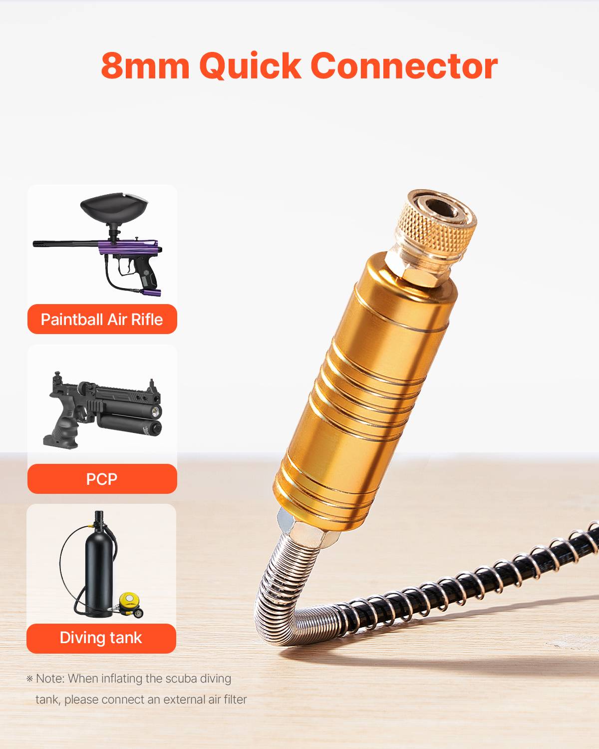 VEVOR Compresseur d'air PCP 300W 30MPa, convertisseur intégré, arrêt automatique, sans huile, pour pistolet a air. - Image 6