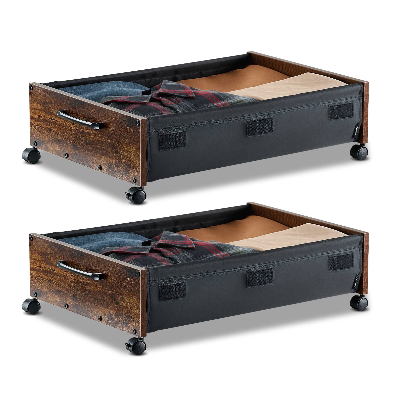 VEVOR Sacs rangement sous lit, roulettes verrouillables, 65x46x18cm, 2pcs, couvertures. - Image 1