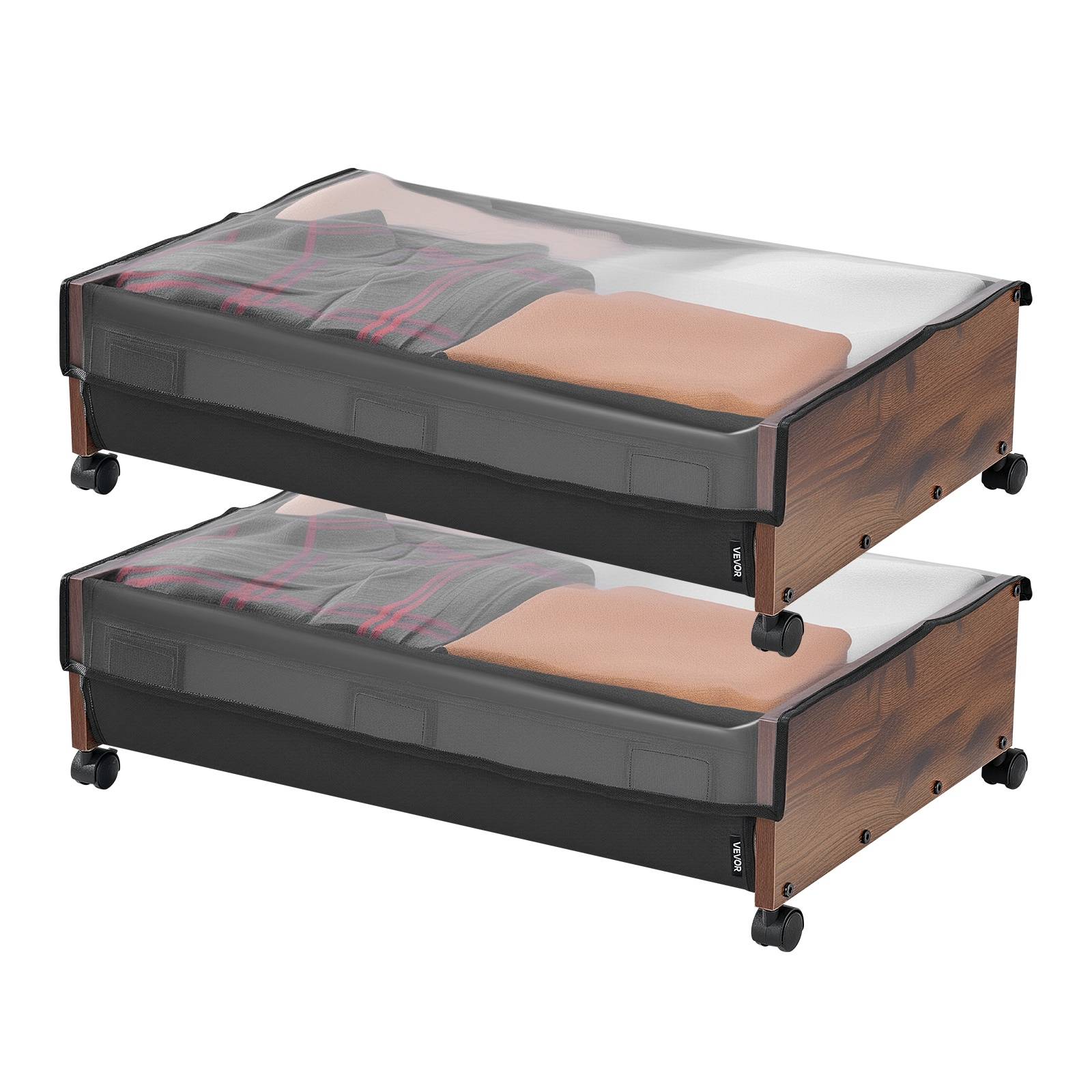 VEVOR Sacs rangement sous lit, roulettes verrouillables, 65x46x18cm, 2pcs, couvertures. - Image 9
