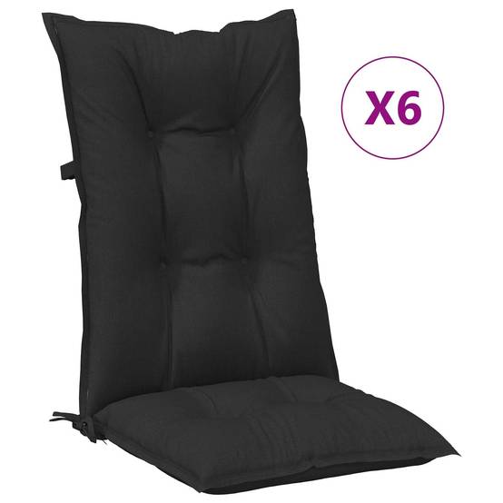 Coussins de chaise dossier haut polyester mélange noir 120 x 50 x 7 cm - PANGIVO - Image 4