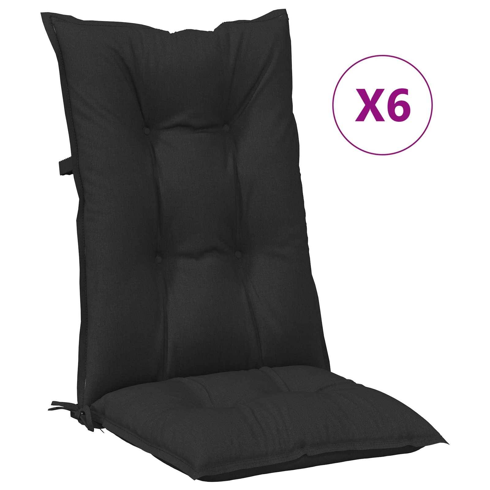 Coussins de chaise dossier haut polyester mélange noir 120 x 50 x 7 cm - PANGIVO - Image 4
