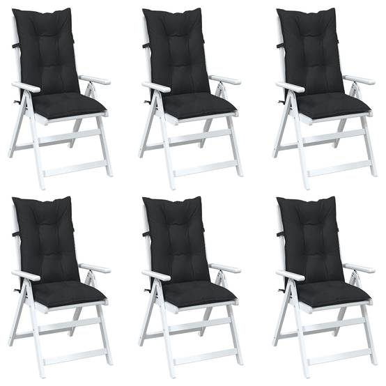 Coussins de chaise dossier haut polyester mélange noir 120 x 50 x 7 cm - PANGIVO - Image 3