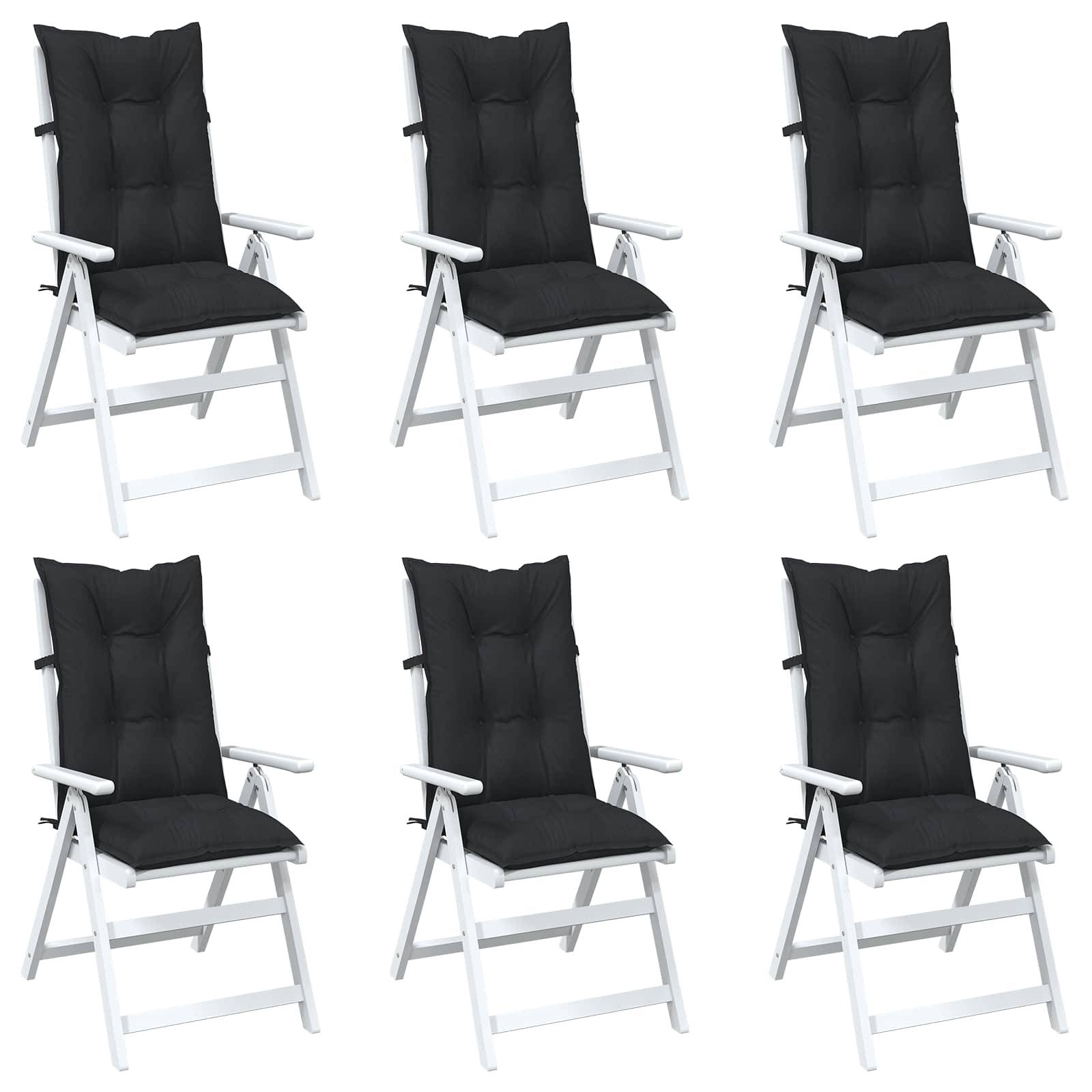 Coussins de chaise dossier haut polyester mélange noir 120 x 50 x 7 cm - PANGIVO - Image 3