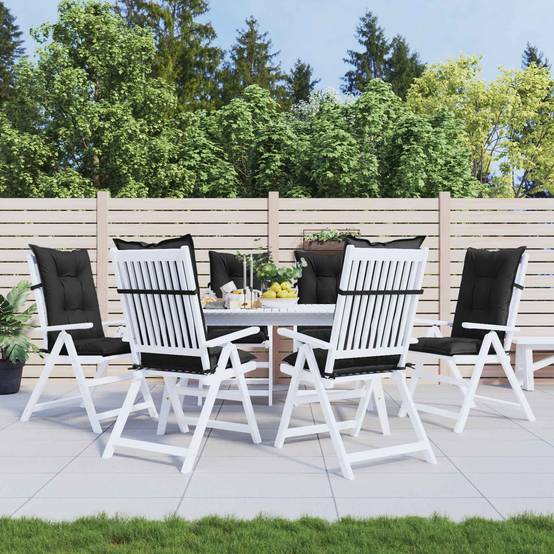 Coussins de chaise dossier haut polyester mélange noir 120 x 50 x 7 cm - PANGIVO - Image 1