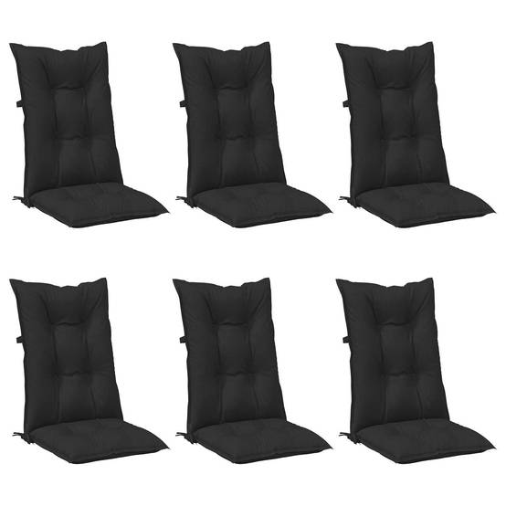 Coussins de chaise dossier haut polyester mélange noir 120 x 50 x 7 cm - PANGIVO - Image 2