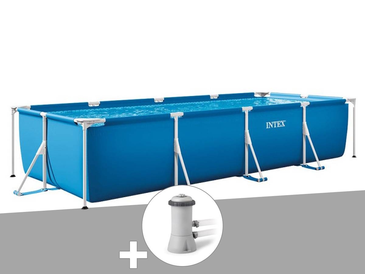 Kit piscine tubulaire rectangulaire Intex 4,50 x 2,20 x 0,84 m + Filtration à cartouche - Imagen 1