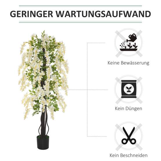 Glycine artificielle en pot plastique intérieur extérieur fausse plante 165cm vert blanc - ComfortXL Outdoor Living - Image 8